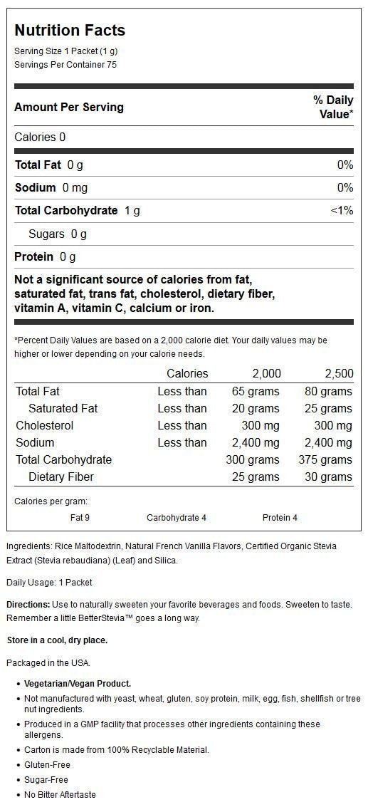 NOW Foods Better Stevia French Vanilla - 75 Packets - image 2