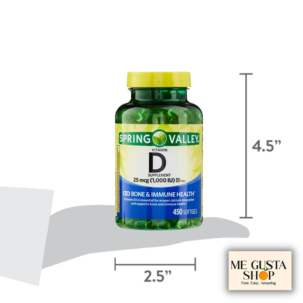 ME GUSTA SHOP Spring Valley Vitamin D 1,000 IU - 450 Softgels - image 5