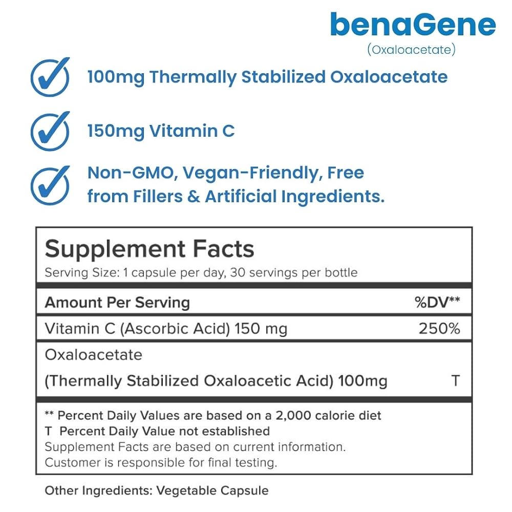 Benagene Oxaloacetate Supplement for Cellular Energy - 30 Capsules - image 5