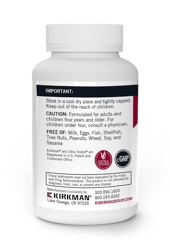 Kirkman DMG 300 mg Dimethylglycine Supplement - 120 Vegetarian Capsules - image 3
