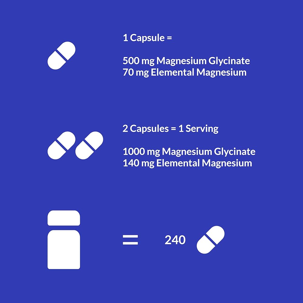 UpNourish Chelated Magnesium Glycinate 500mg - 480 Capsules - image 5