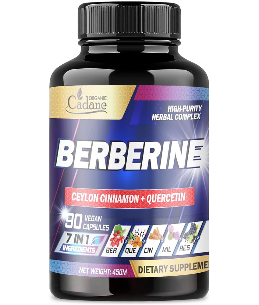 Organic Cadane Berberine Supplement with Ceylon Cinnamon - 90 Capsules