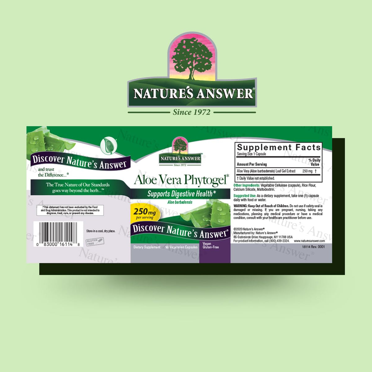 Nature's Answer Aloe Vera Phytogel Digestive Support - 90 Vegetarian Capsules - image 2