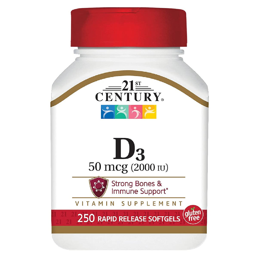 21st Century Vitamin D3 50 mcg (2000 IU) - 250 Tablets