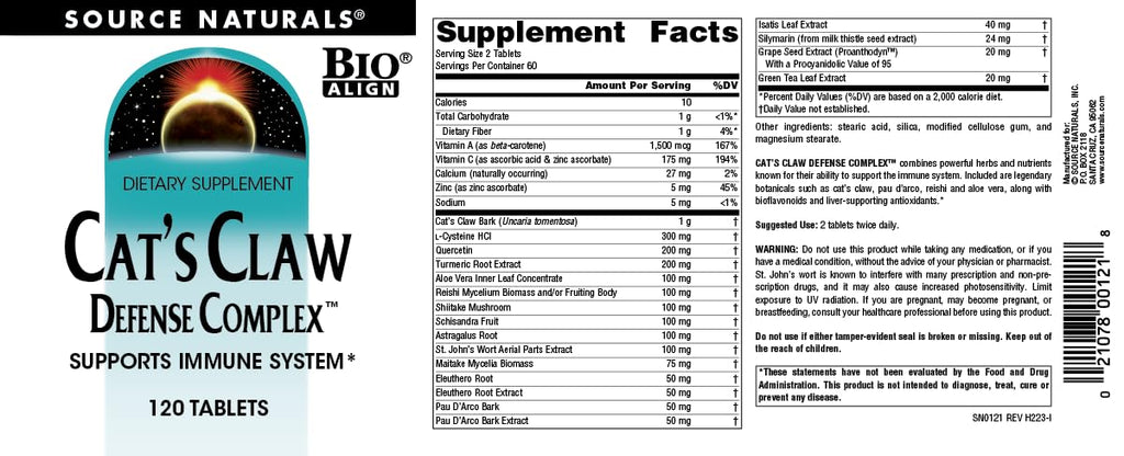 Source Naturals Cat's Claw Defense Complex - 120 Tablets - image 4