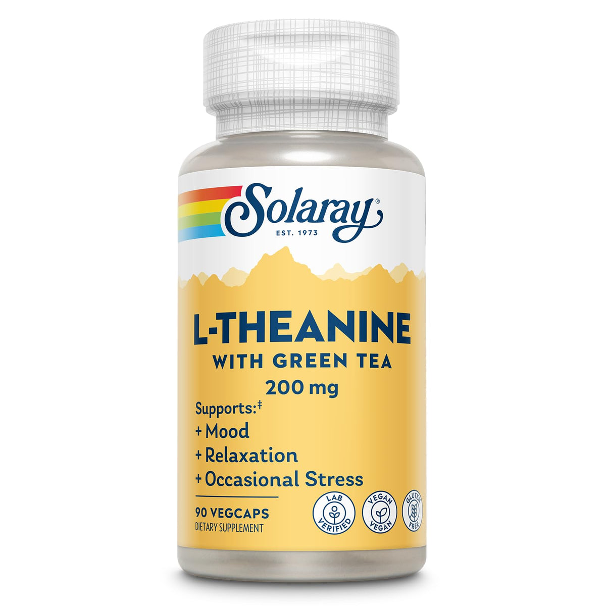 SOLARAY L-Theanine 200 mg with Green Tea - 90 Vegetarian Capsules