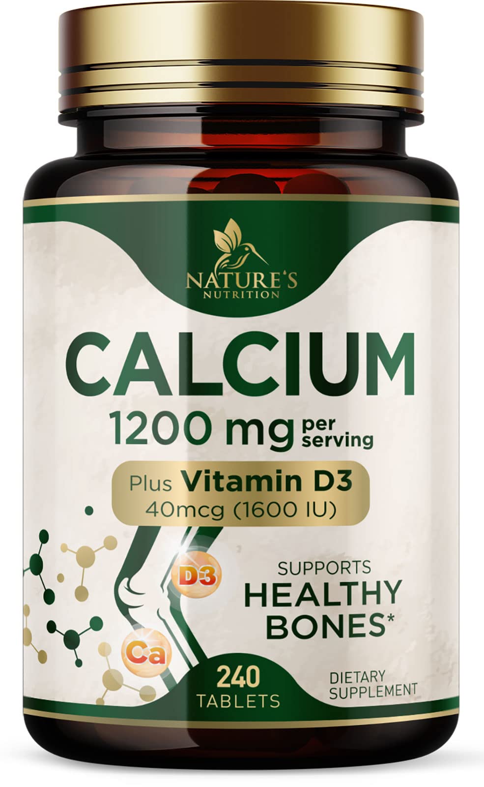 Nature's Nutrition Calcium 1200 mg with Vitamin D3 - 240 Tablets