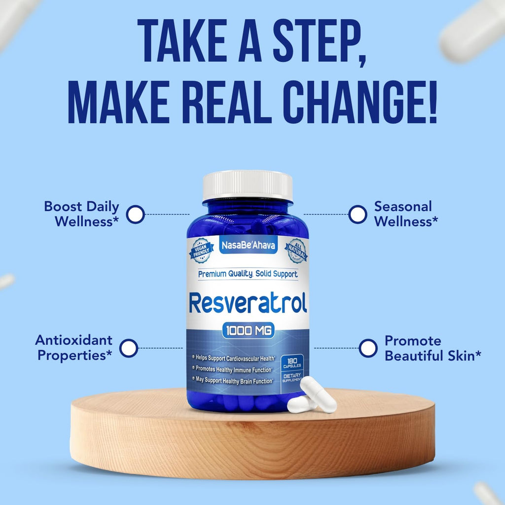 NasaBeahava Resveratrol 1000mg Capsules - 180 Count - image 6