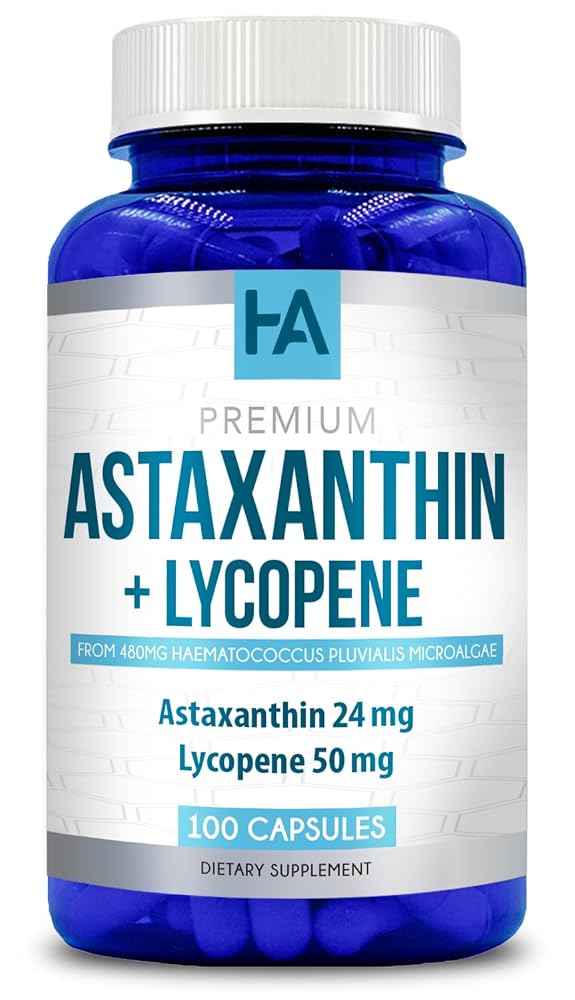 Healing Awakening Astaxanthin and Lycopene Supplement - 100 Capsules