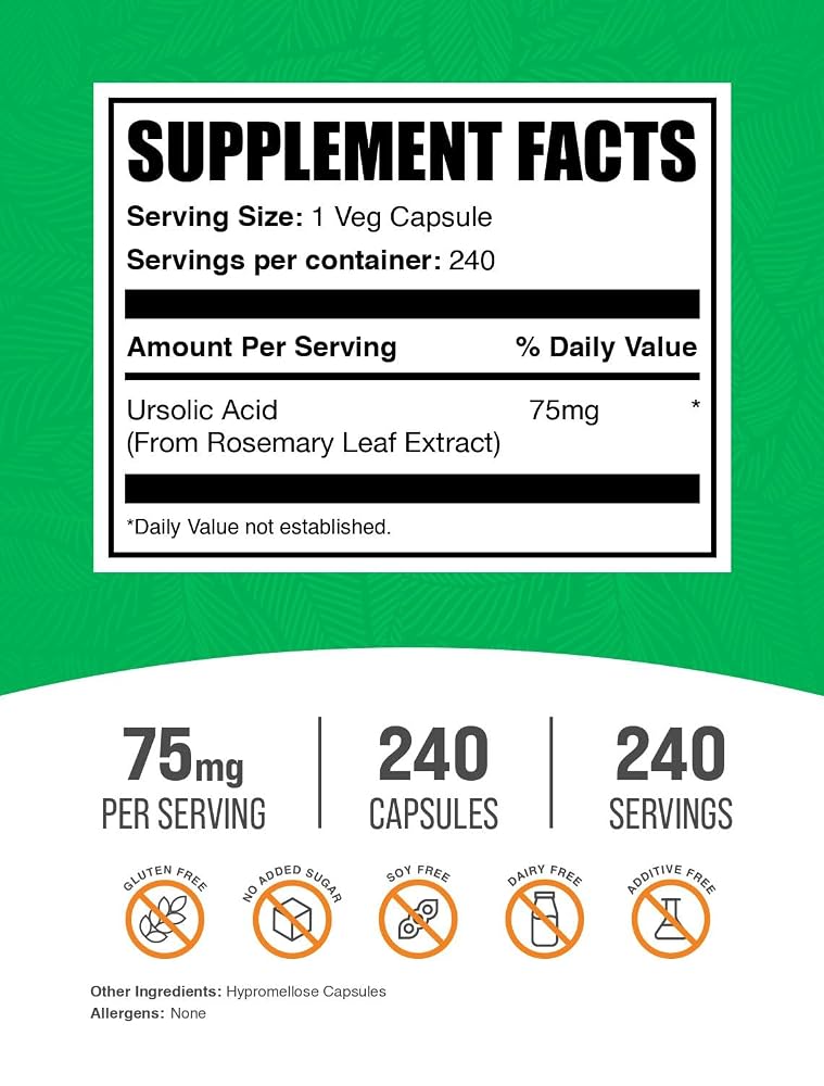 BulkSupplements Ursolic Acid Capsules - 75mg - 240 Count - image 2