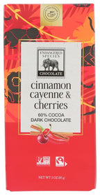 Endangered Species Dark Chocolate 60% with Cinnamon, Cayenne & Cherries - 2 Pack