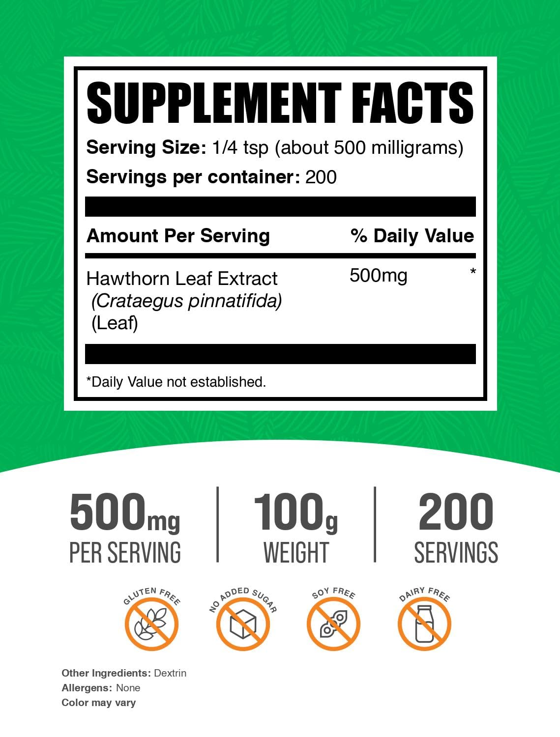 BulkSupplements.com Hawthorn Leaf Extract Powder, Herbal Supplement