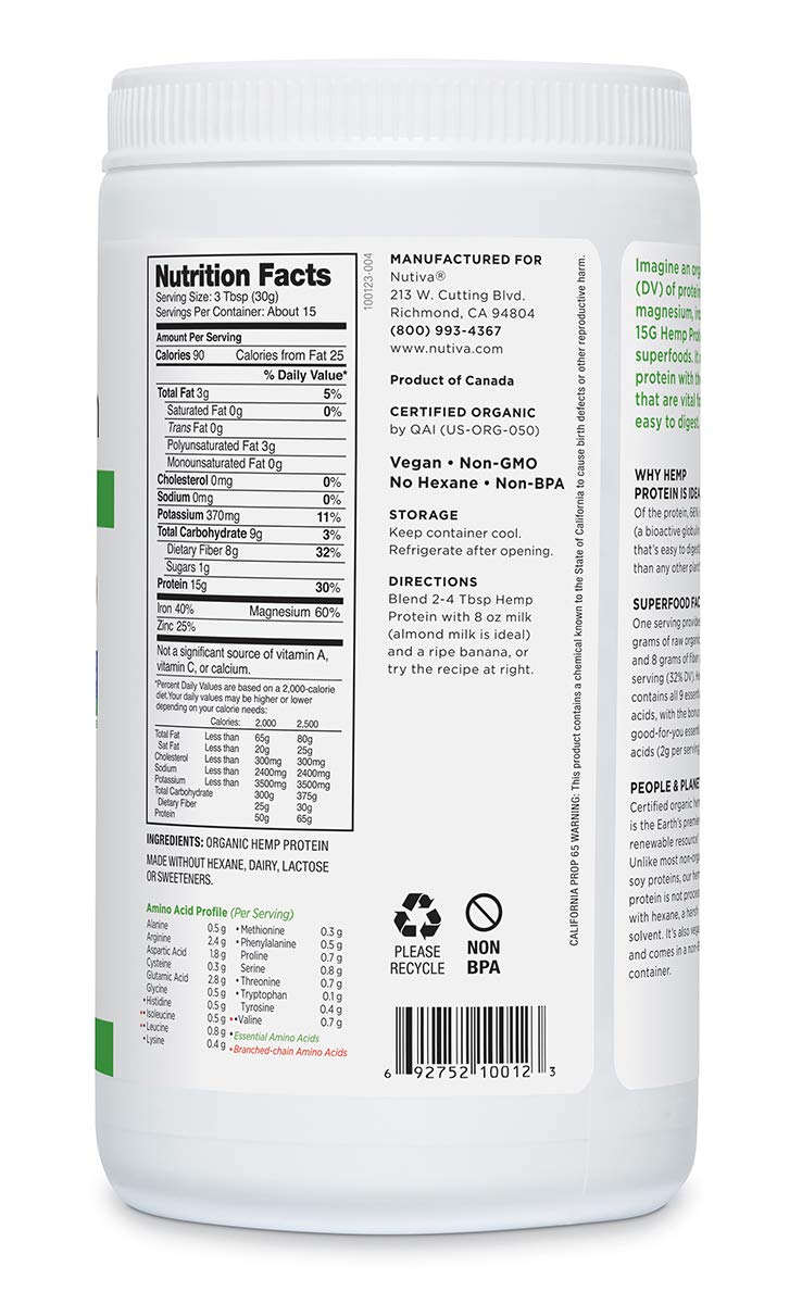 Nutiva Organic Cold-Processed Hemp Protein - 16 Ounces - image 3