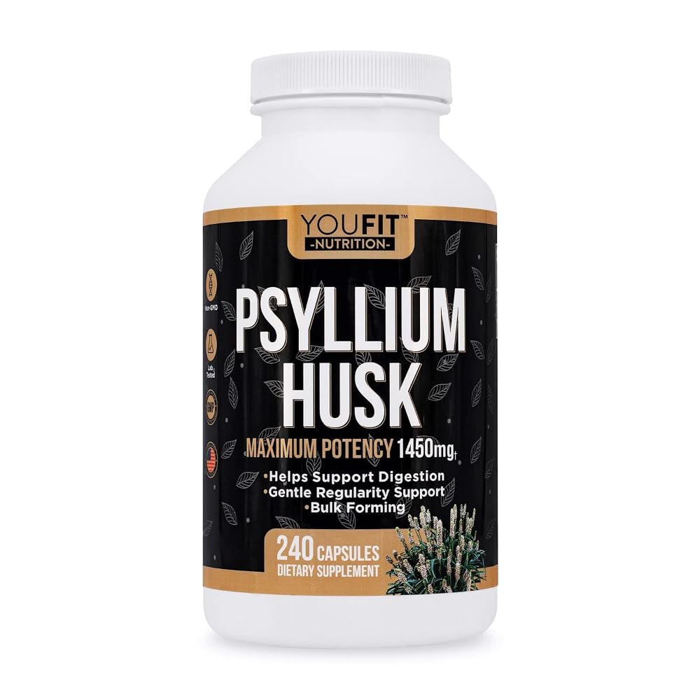 YouFit Nutrition Psyllium Husk Capsules 1450mg - 240 Capsules