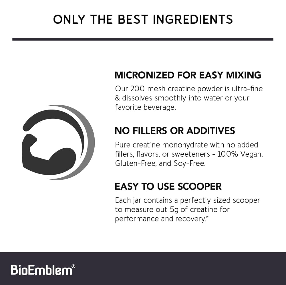BioEmblem Creatine Monohydrate Powder Micronized - 300g - image 2