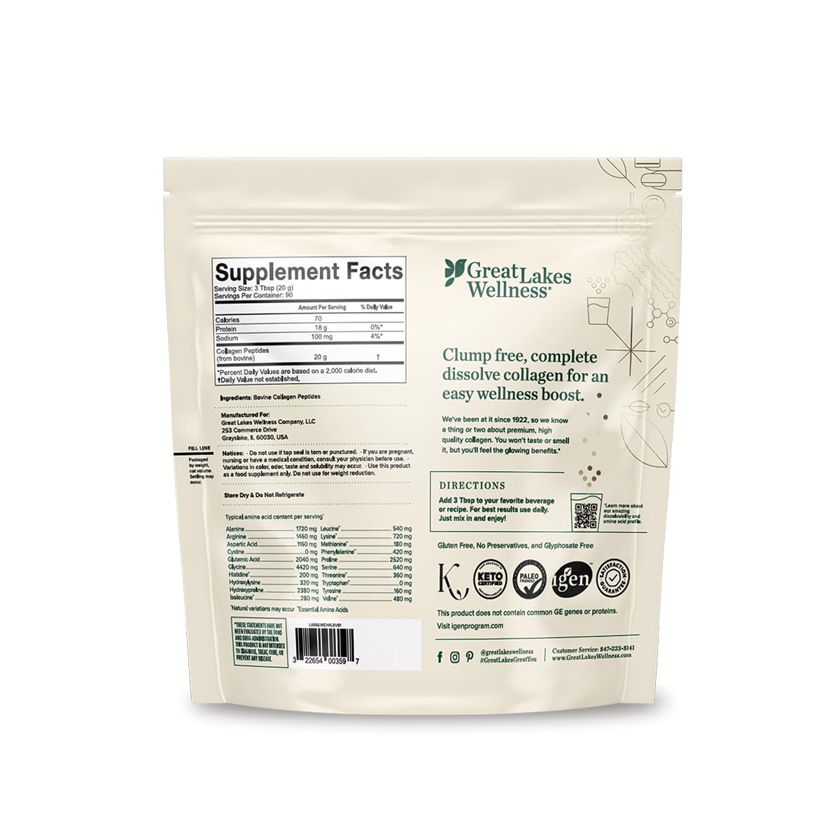 Great Lakes Wellness Collagen Peptides Powder Unflavored - 64 oz - image 2