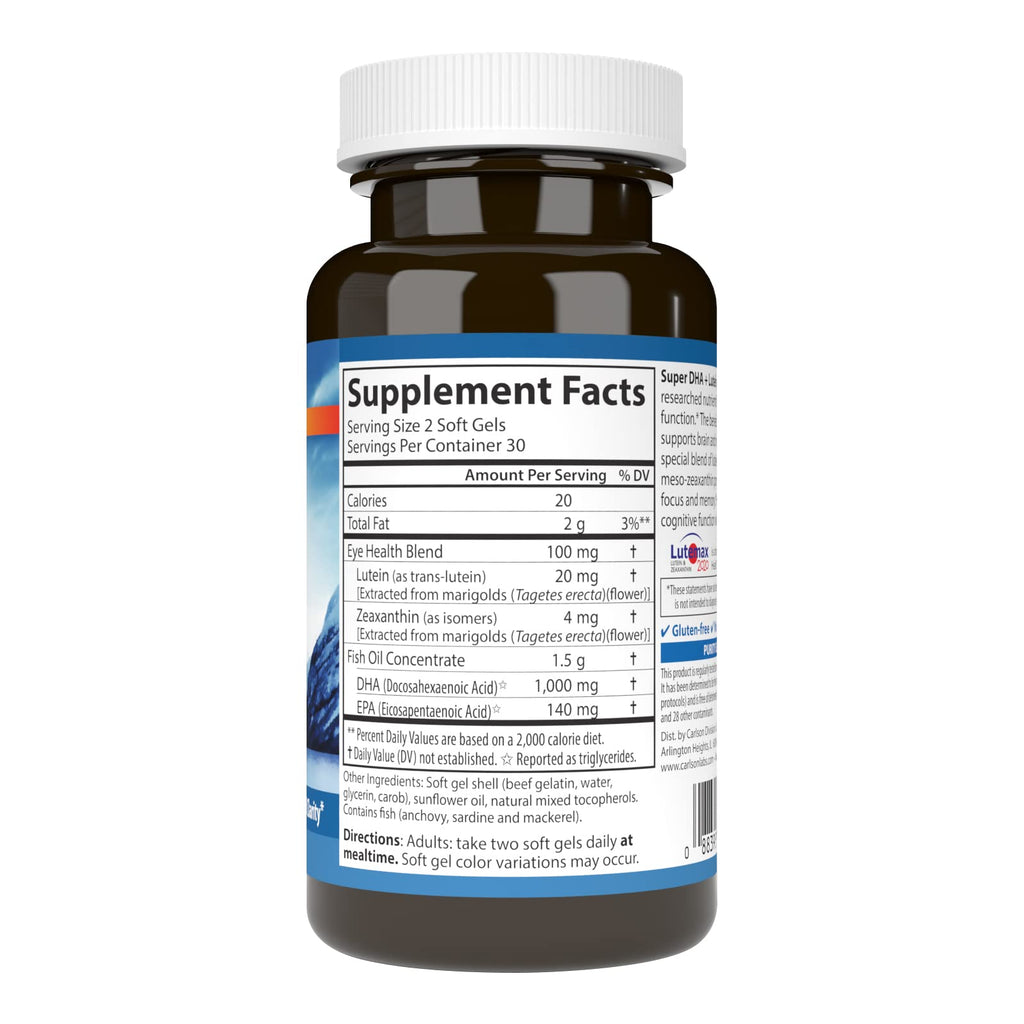 Carlson Super DHA Plus Lutein 1000 mg - 60 Softgels - image 2