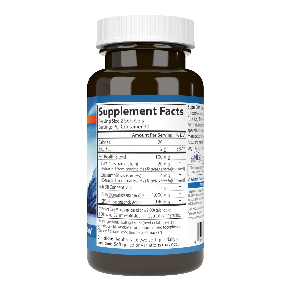 Carlson Super DHA Plus Lutein 1000 mg - 60 Softgels - image 2