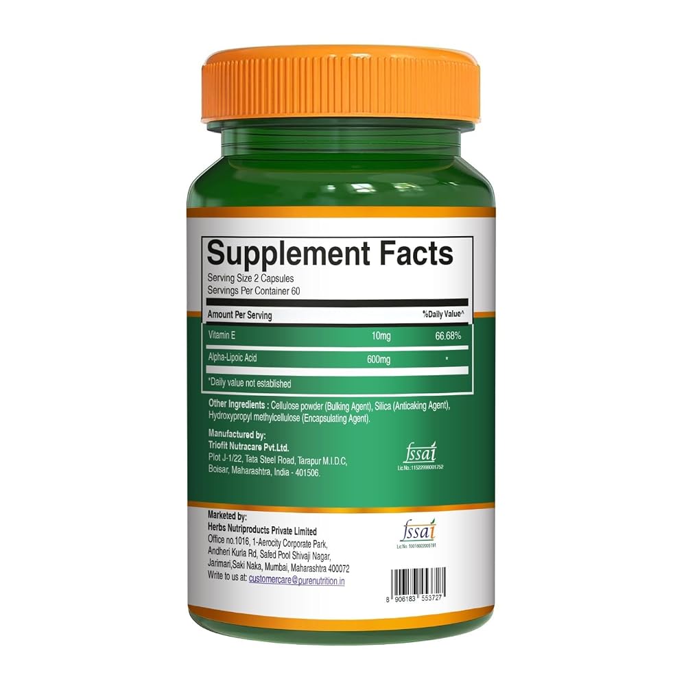 Pure Nutrition Alpha Lipoic Acid 600mg + Vitamin E - 120 Capsules - image 8