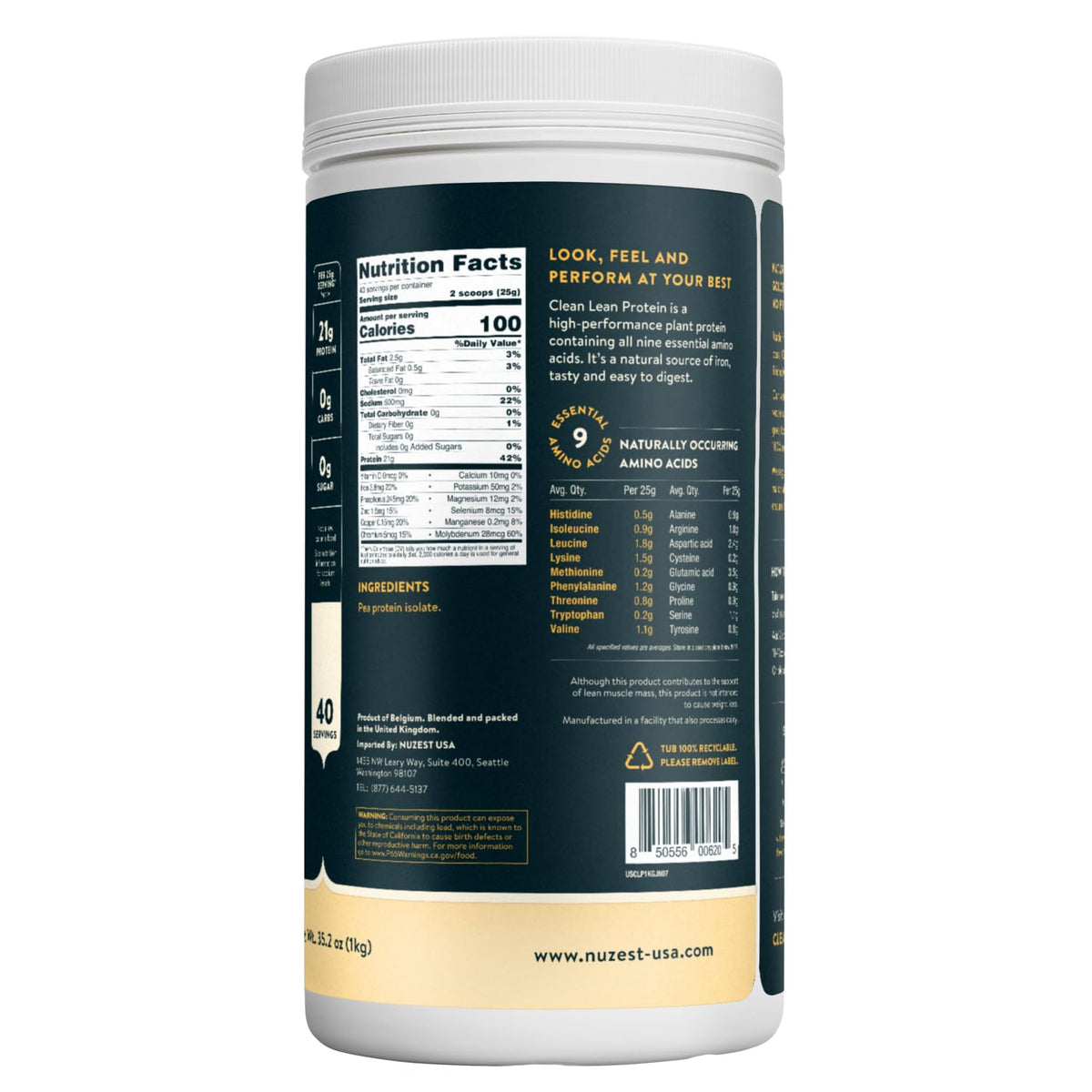 Nuzest - Pea Protein Powder - Clean Lean Protein
