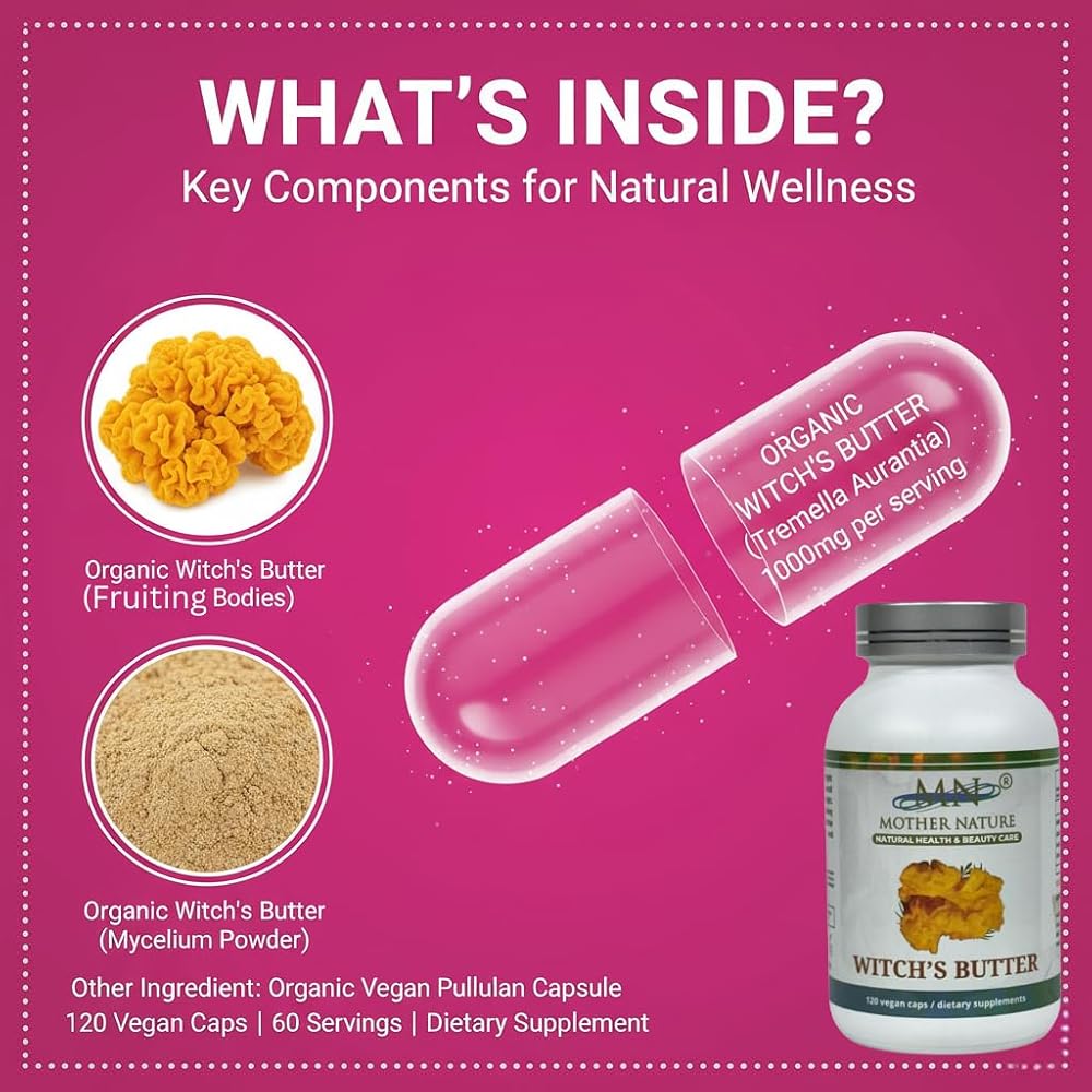 MN Mother Nature Witch's Butter Mushroom Supplement 1000mg - 120 Capsules - image 2