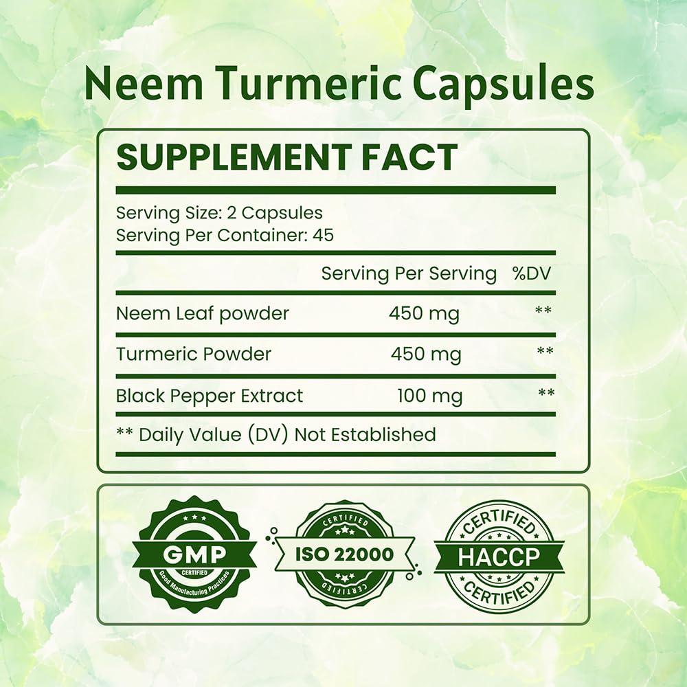 Ireya Ayurveda Neem & Turmeric Capsules - 90 Capsules - image 2