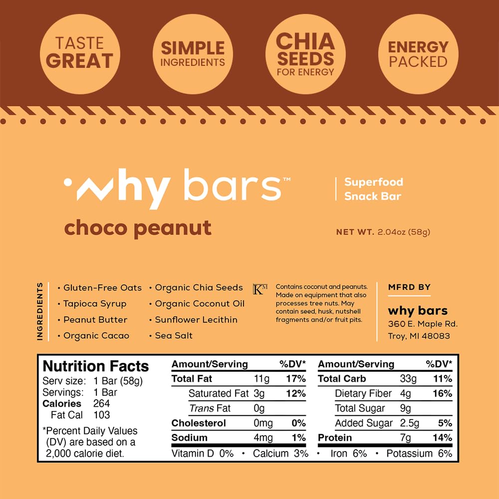 Why Bars, Superfood Protein Bars, 2.04 Ounce Bars - Protein Bar