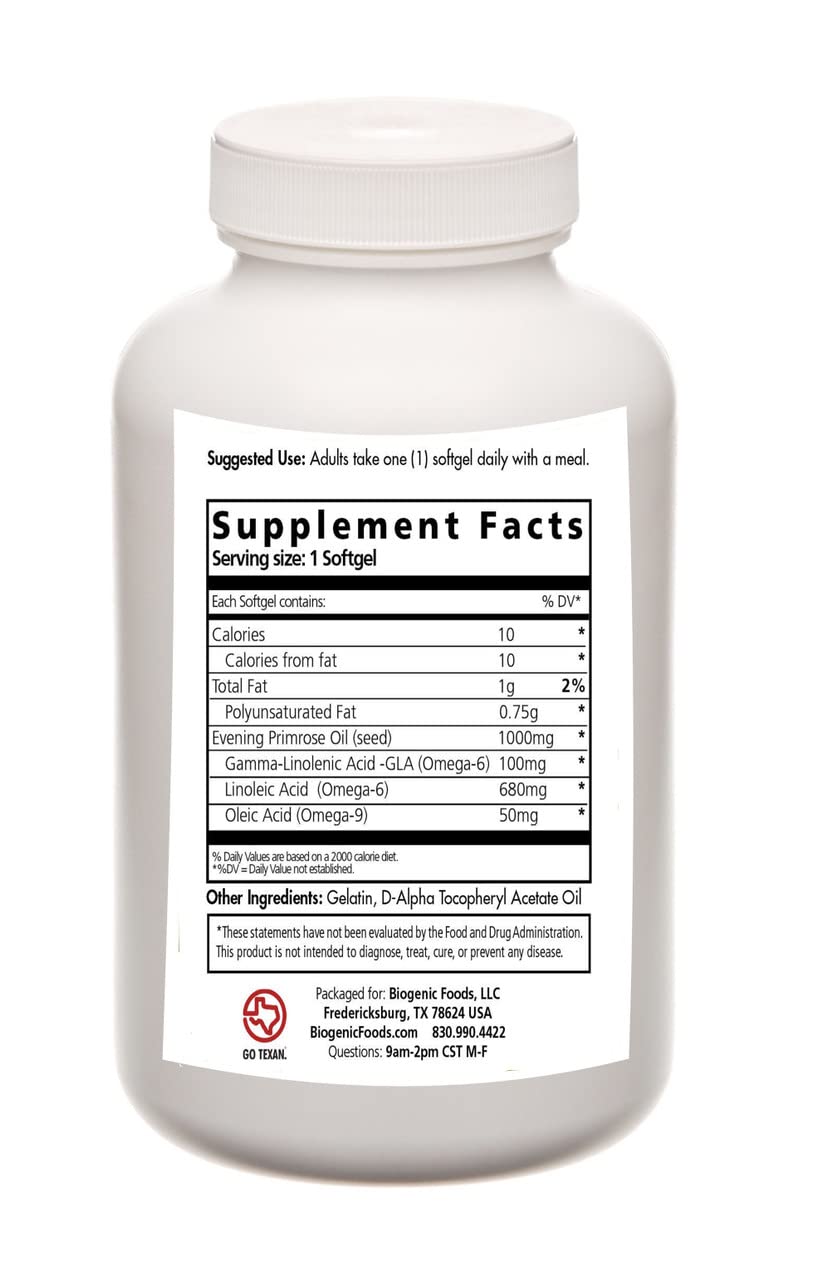 Biogenic Foods Evening Primrose Oil 1000 mg - 120 Softgels - image 2