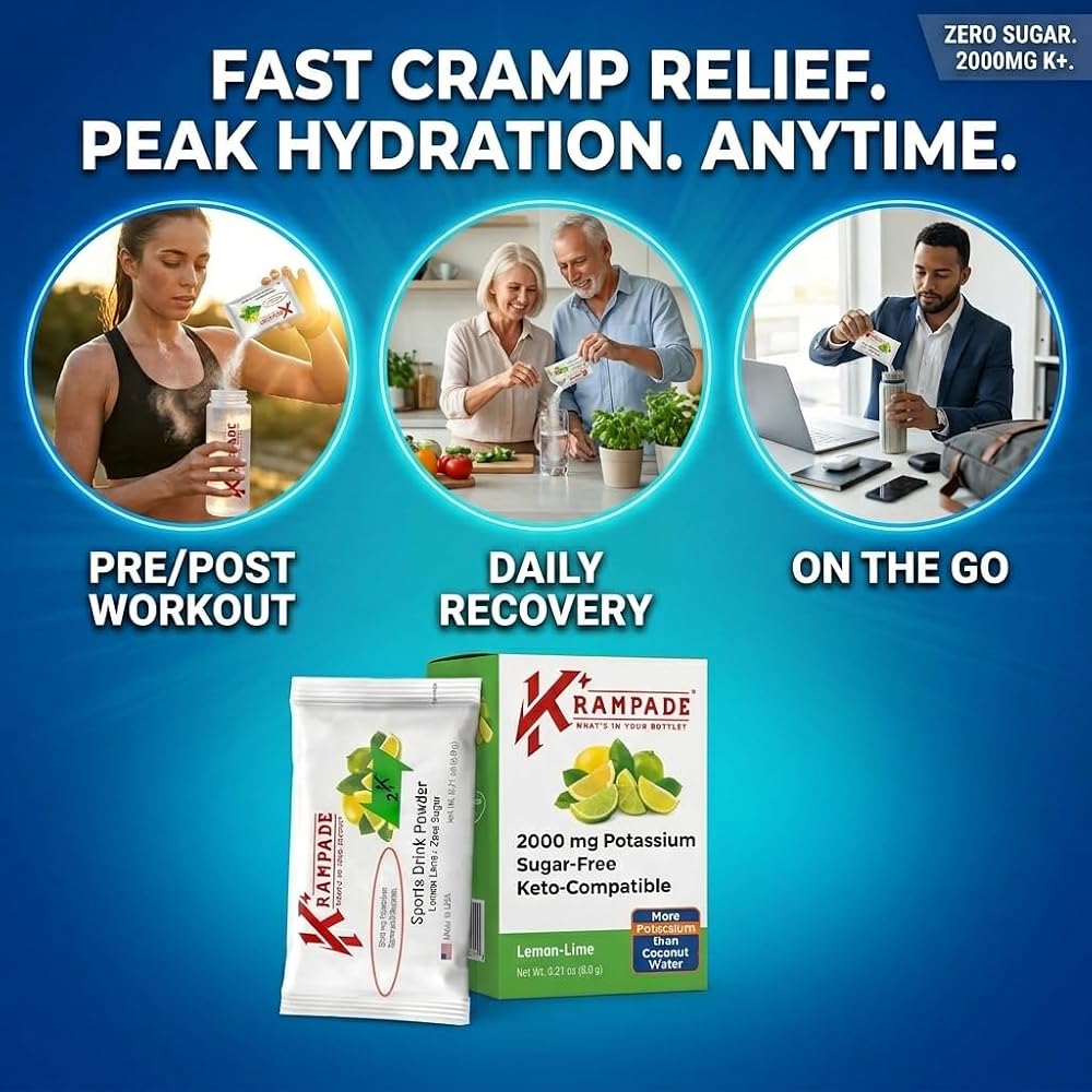 Krampade High Potassium Electrolytes Powder Lemon Lime - 20 Singles - image 6