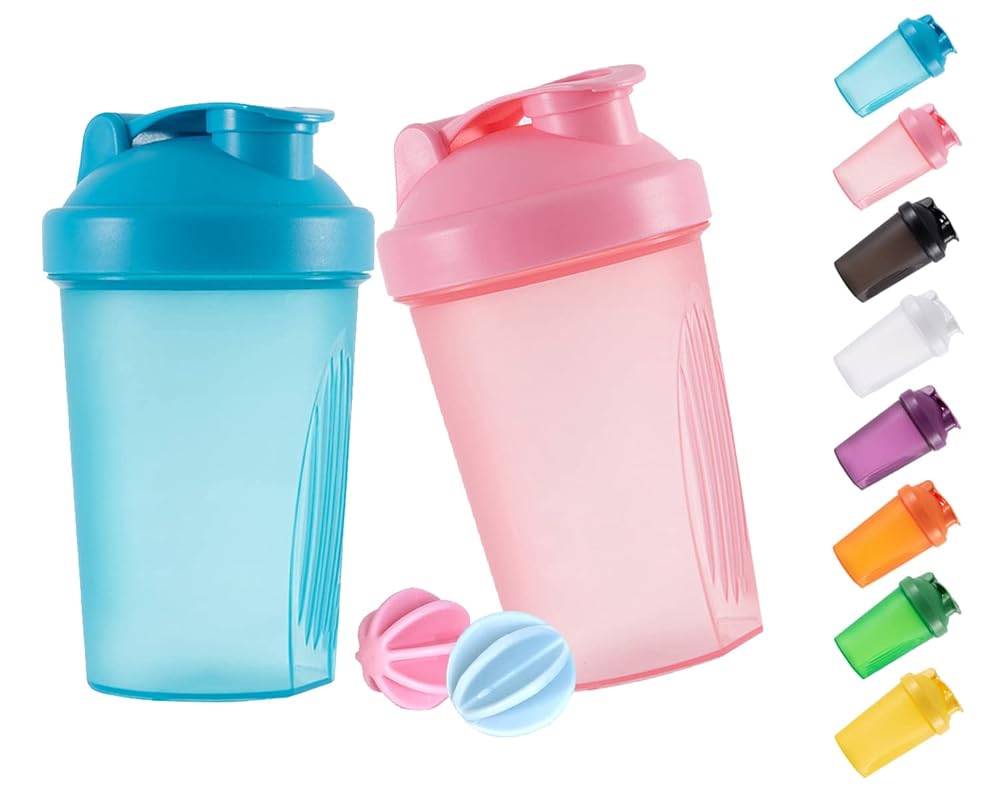 ANNAKIKI Shaker Bottle with Wire Whisk Balls - 2 Pack