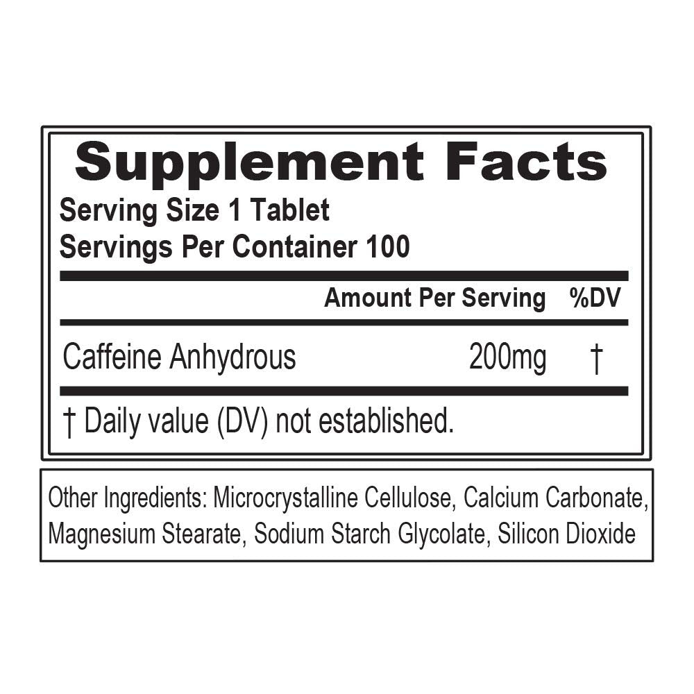 Evlution EVL Caffeine 200mg Energy & Focus - 100 Tablets - image 2