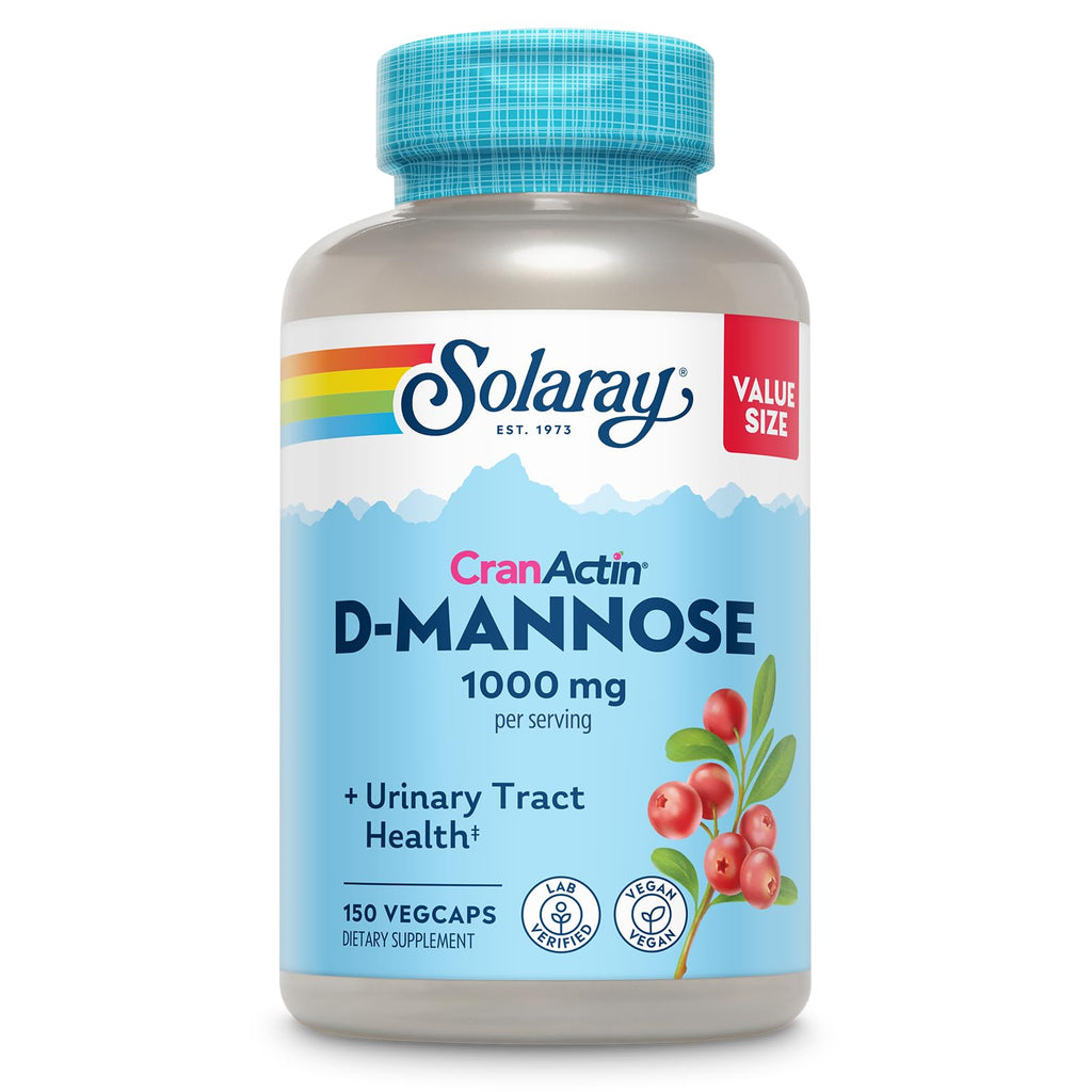 SOLARAY D-Mannose with CranActin Cranberry Supplement - 150 Capsules