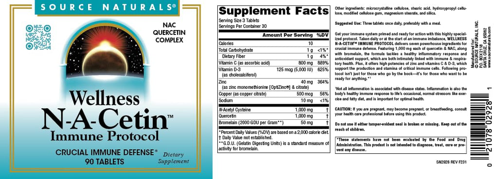 Source Naturals Wellness N-A-Cetin Immune Protocol - 90 Tablets - image 4