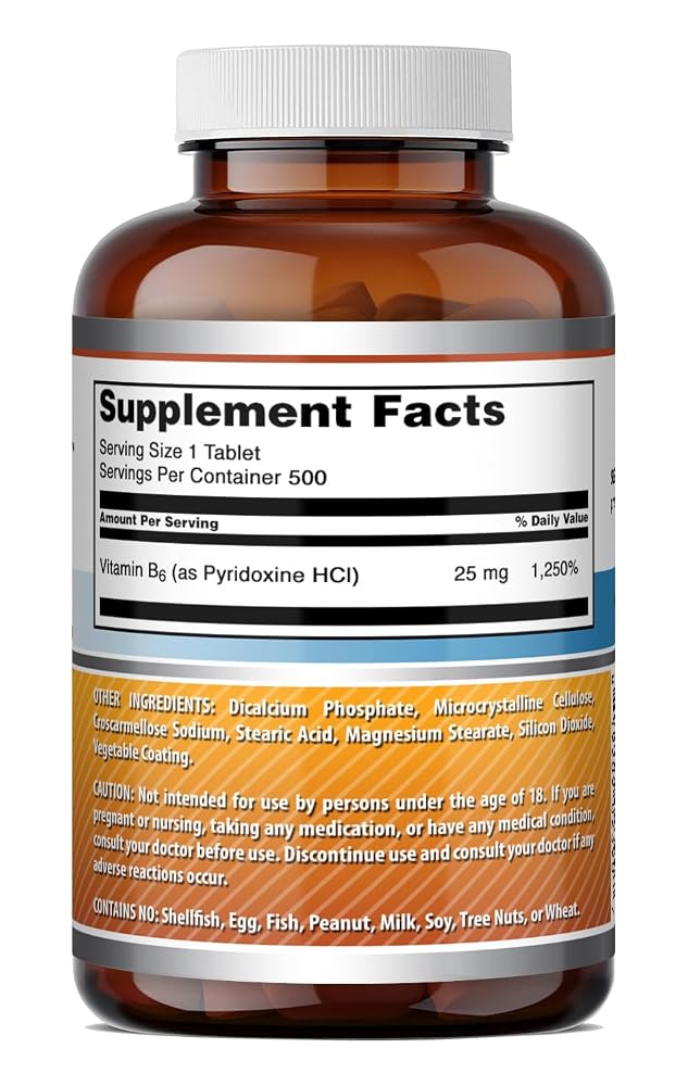 Amazing Nutrition Vitamin B6 Pyridoxine 25 mg - 500 Tablets - image 6