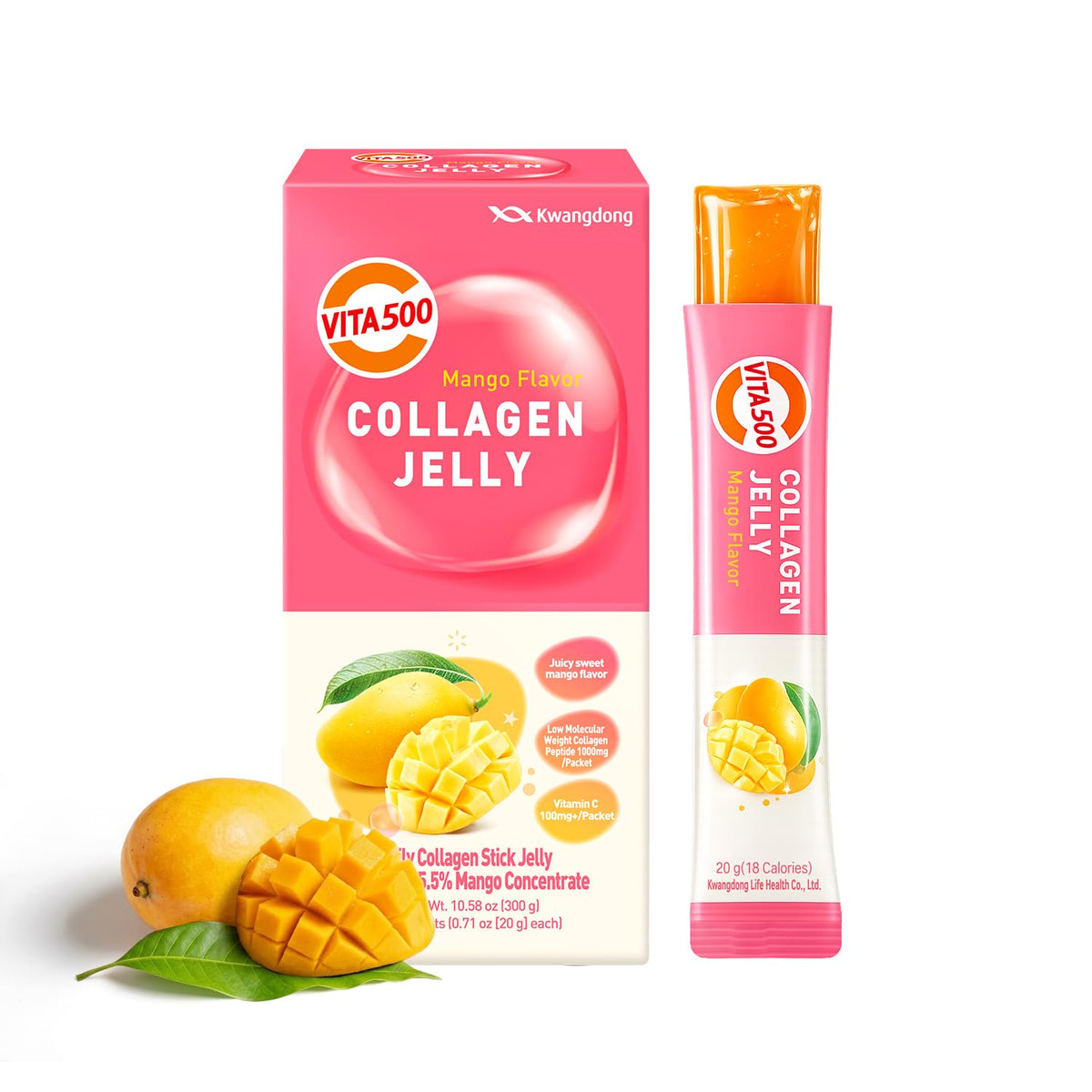 KWANGDONG Vita500 Marine Collagen Stick Jelly Mango - 15 Sticks