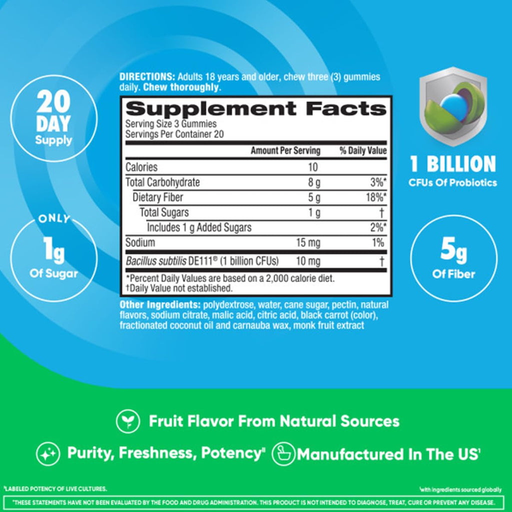 Digestive Advantage Prebiotic Fiber Gummies + Probiotics for Gut