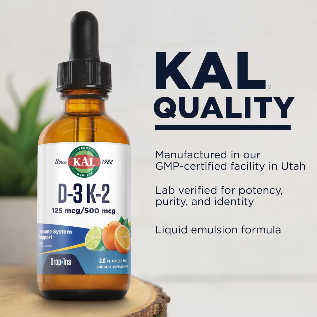 KAL D3 K2 DropIns 5000 IU/500 mcg Bone Support - 2 fl oz - image 4