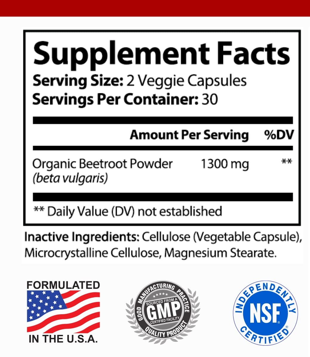 Hybrid Nutraceuticals Organic Beet Root 1300mg - 60 Capsules - image 5