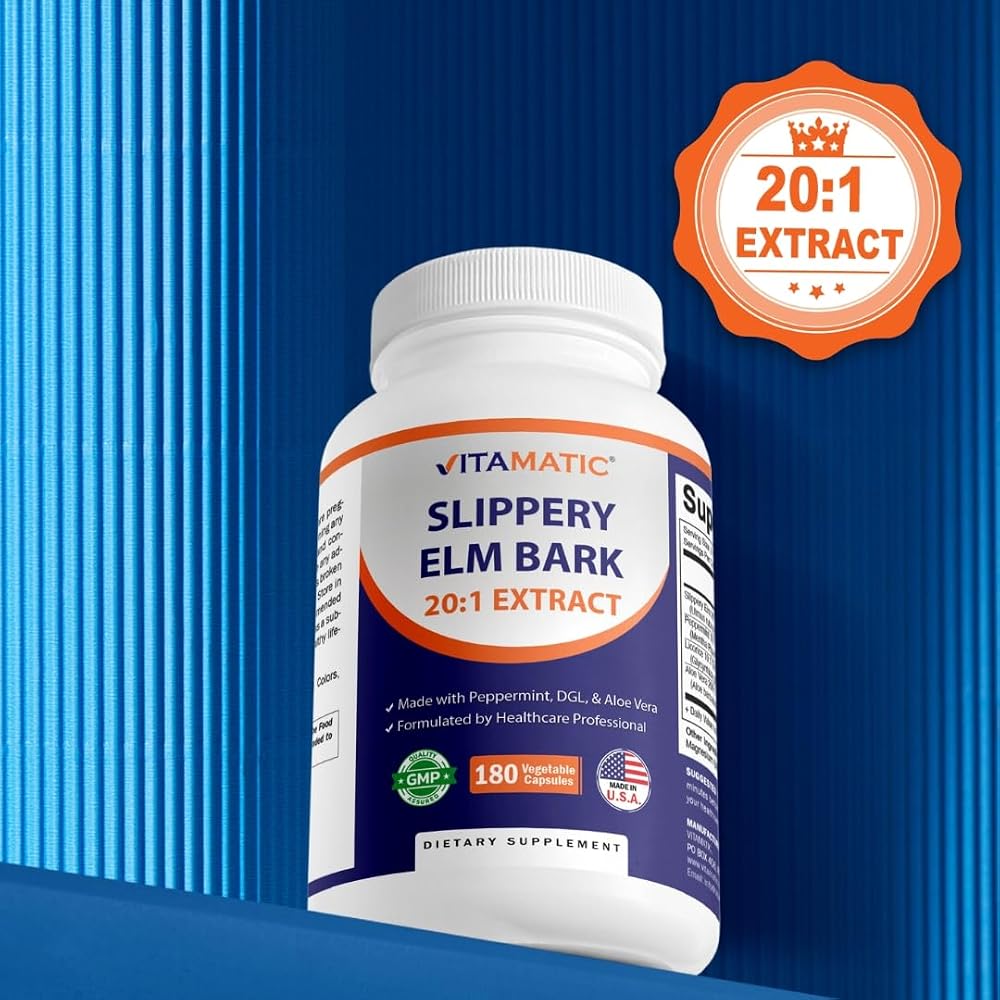 Vitamatic Slippery Elm Bark Capsules with Peppermint & DGL - 180 Count - image 6