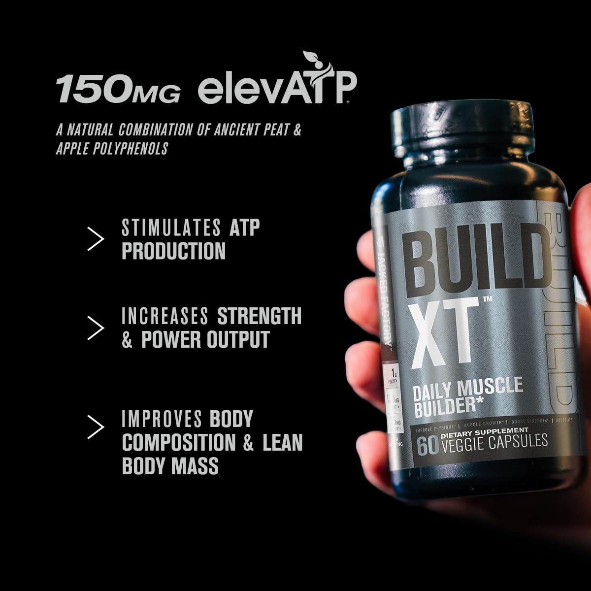 Jacked Factory Build-XT Daily Muscle Builder - 60 Vegetarian Capsules - image 3