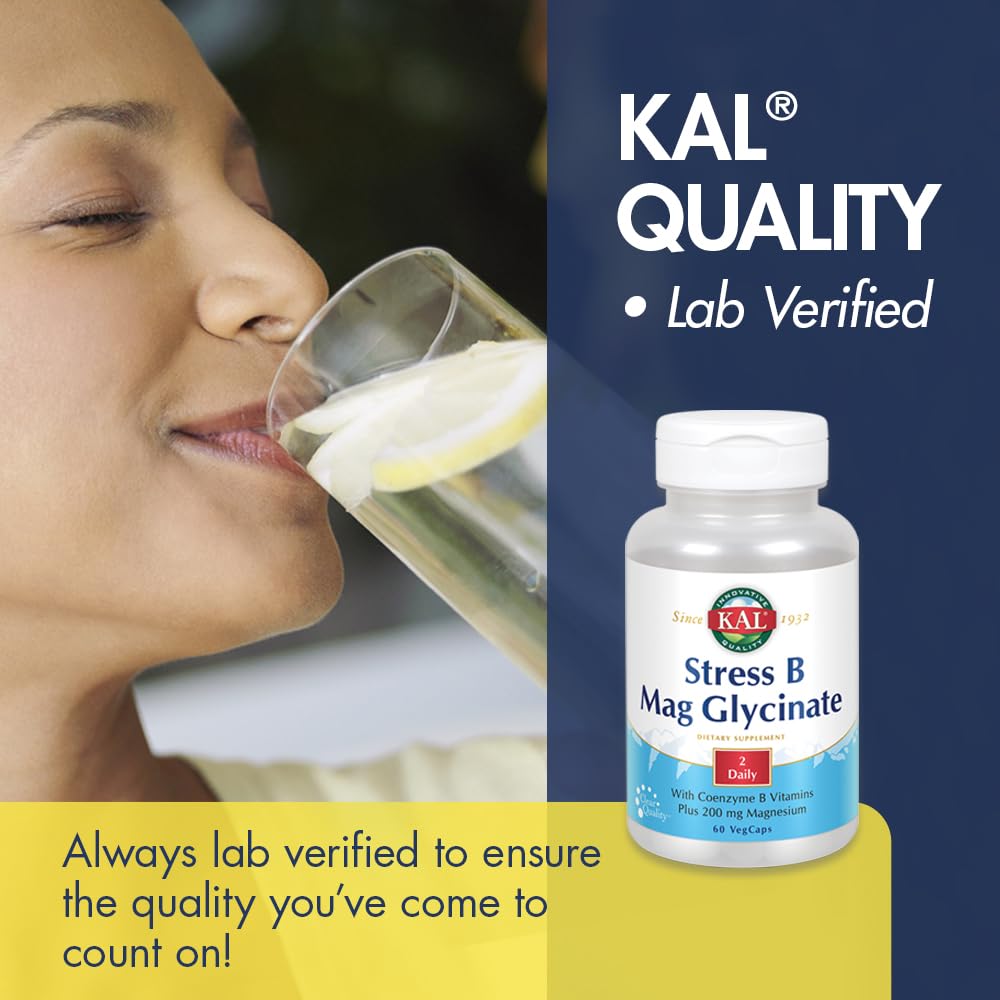 KAL Stress B Mag Glycinate B Complex Vitamins - 60 Vegetarian Capsules - image 5