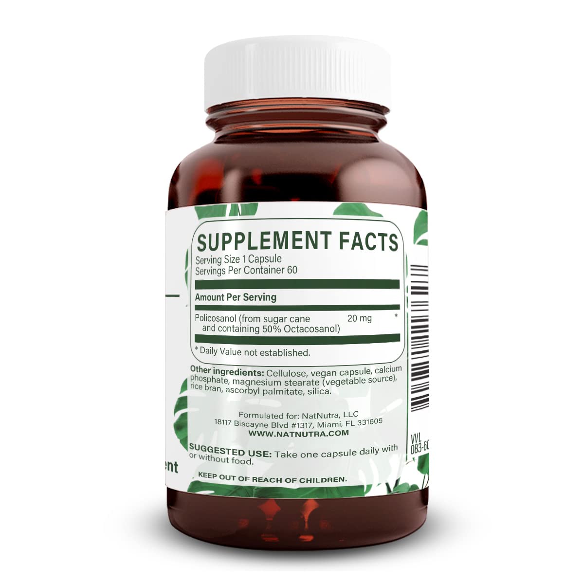 Natural Nutra Policosanol 20mg with Octacosanol - 60 Vegan Capsules - image 2
