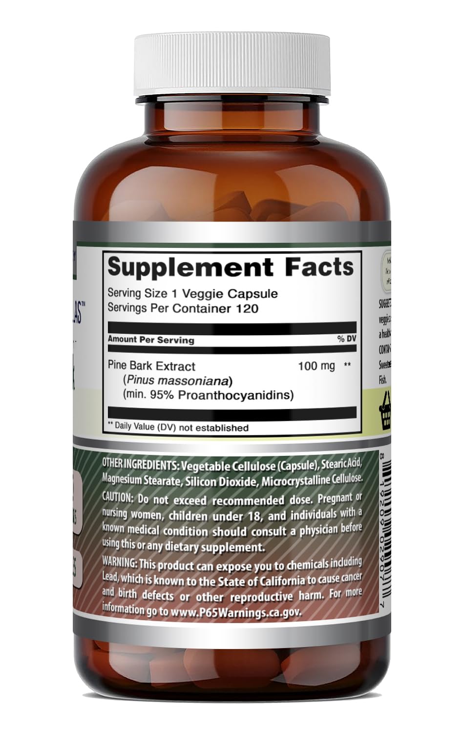 Amazing Nutrition Pine Bark Extract 100 mg - 120 Vegetarian Capsules - image 6