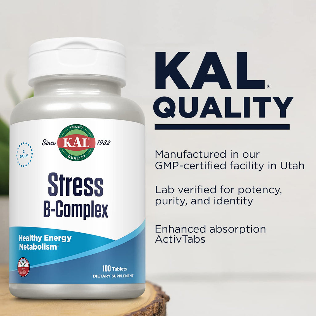KAL Stress B Complex Vitamin for Energy & Immune Support - 100 Tablets - image 4