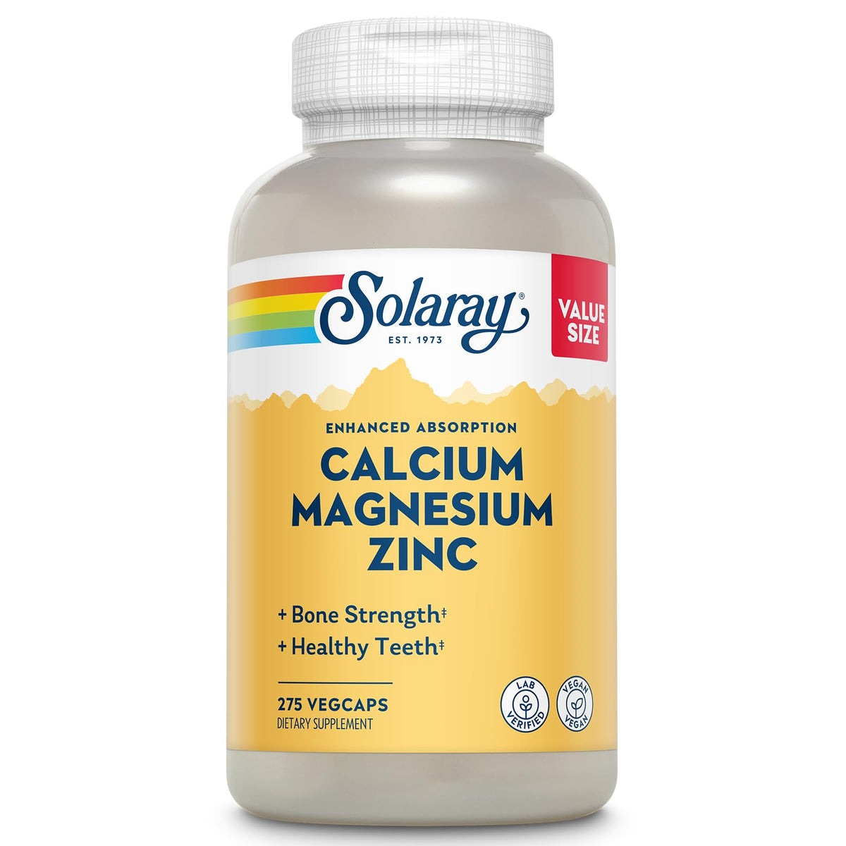 SOLARAY Calcium Magnesium Zinc - 275 Vegetarian Capsules