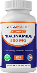 Vitamatic Niacinamide 500 mg Vitamin B3 for Energy - 240 Tablets