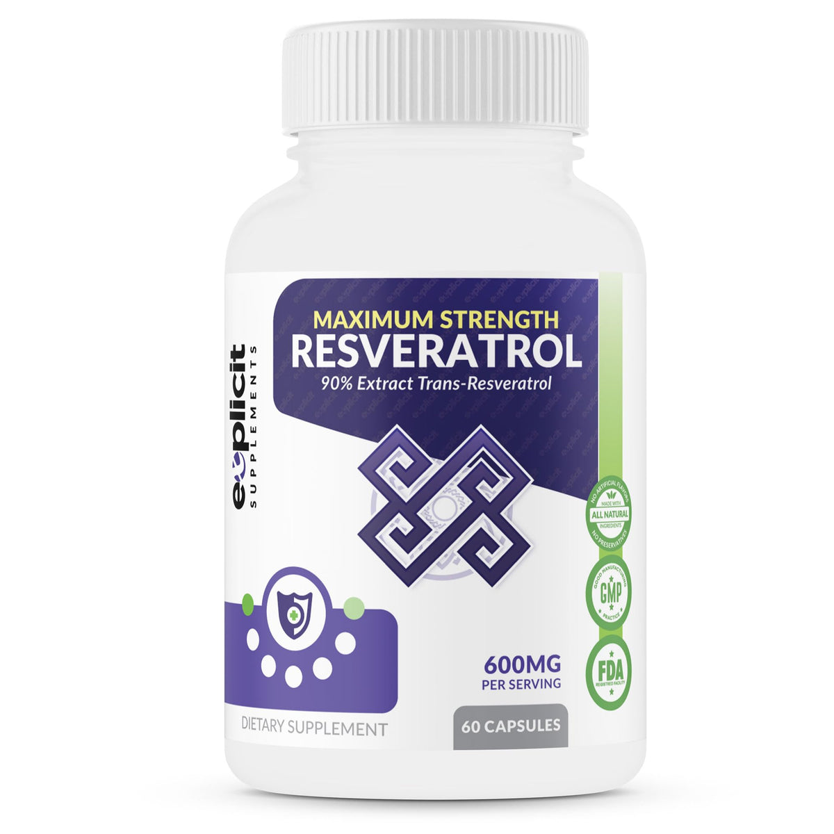 eXplicit Supplements Resveratrol 600mg Antioxidant - 60 Capsules