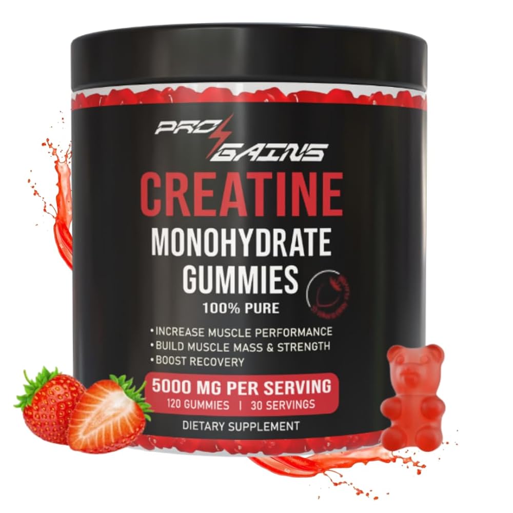 PRO GAINS Creatine Monohydrate Gummies for Muscle Strength - 120 Gummies