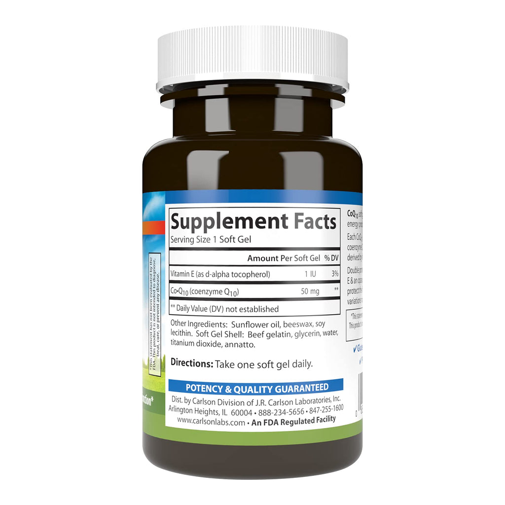 Carlson Co-Q10 50 mg Softgels - 120 Count - image 2