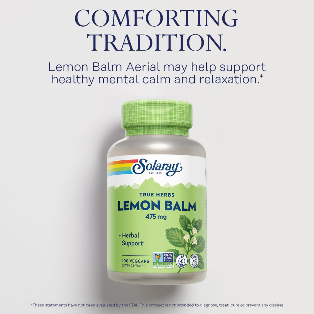 SOLARAY Lemon Balm 475 mg Herbal Support - 100 Vegan Capsules - image 3